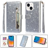 Foxdock - Funda Para Elegante Funda Iphone 15 Plus Glitter Con Cremallera-Ideal Para El Uso Diario