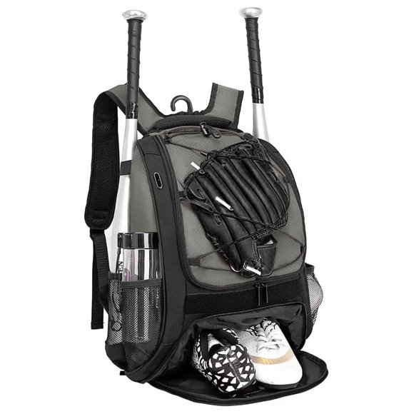 Bolsa de béisbol DAFISKY 34x19x47 cm gris con soporte para bate y casco