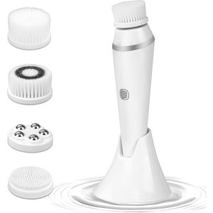 Veatool - Cepillo Eléctrico De Limpieza Facial Recargable, Cepillo De Limpieza Facial De 3 Modos De Rotación De 360 °, Cepillo De Exfoliación Facial, 4 Cepillos De Limpieza Facial