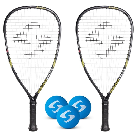 Kit de racquetball Gearbox GB50 con 2 raquetas y 3 pelotas azules