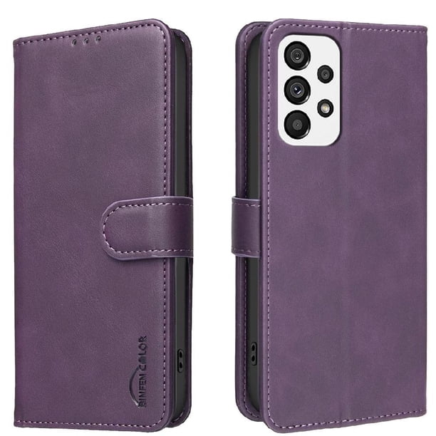 Funda Billetera para Samsung Galaxy A73 Protección RFID y Soporte Ajustable Morado