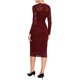 thumbnail image 3 of INSPIRE CHIC Vestido de Mujer Cuello en V Encaje Floral Transparente Manga Larga Midi Vestido de Cóctel S Rojo Vino, 3 of 5