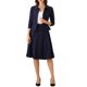 thumbnail image 1 of INSPIRE CHIC Conjuntos de Traje de Falda de Negocios para Mujeres Conjunto de 2 Piezas para Maestras de Regreso a Clases Traje de Oficina Chaqueta Blazer de Manga 3/4 Faldas Plisadas M Azul Oscuro, 1 of 6