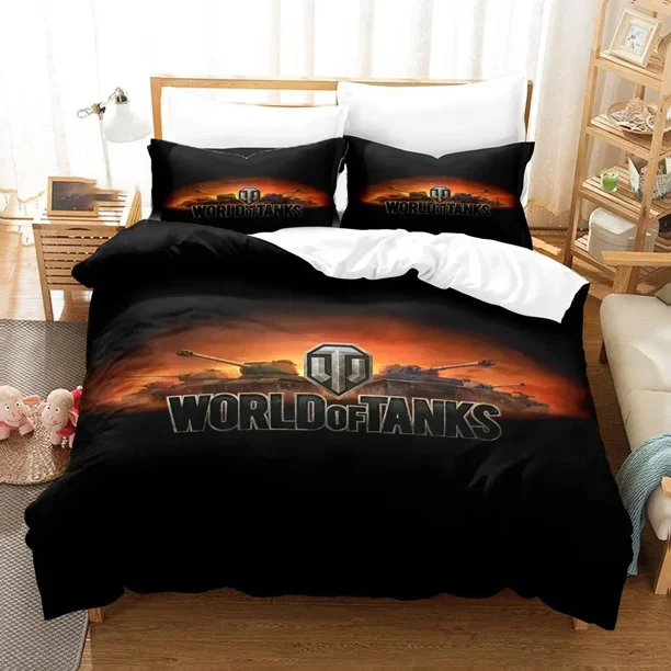ed World of Tanks Bedding Set Boys Girls Duvet Cover Pillowcase Bed Kids Adult Home Textileextile Bed Sheets