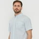thumbnail image 3 of Camisa Hombre Líneas Manga Corta Celeste Corona, 3 of 5
