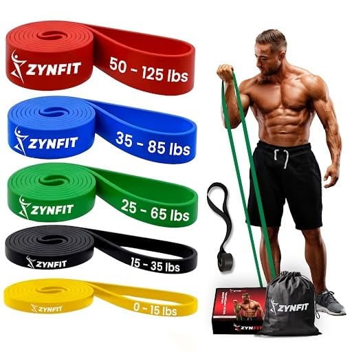 Set de bandas de resistencia ZYNFIT para asistencia en dominadas, 5 niveles
