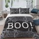 thumbnail image 1 of 3pcs Halloween Black Background Spider Web BOO Font Design Three Piece Bedding Set Soft Duvet Cover And Two Pillowcases, 1 of 5