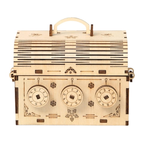 Bothyi - Caja De Madera Con Forma De Rompecabezas 3D, Modelo De Caja Del Tesoro Para Decoración De Escritorio, Pasatiempo Para Niños