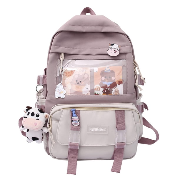 Get Ready for School with Our Kawaii Student Backpack - Simple Preppy Style with Front Pocket for Easy Access