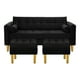 thumbnail image 1 of Sofa Retro 3c + 2 Pouf Felpa 01 Negro, 1 of 6