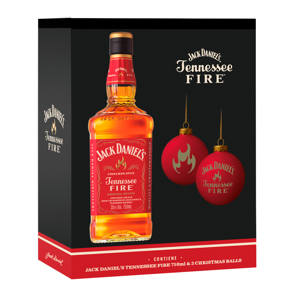 Whiskey Jack Daniels Fire 750Cc + 2 Esferas Navideñas