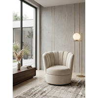 Muebles New - Sitial Flor Giratorio Crudo Felpa