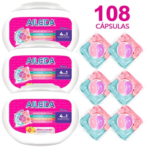 Detergente En Cápsulas Aileda 3Caja(Cítricos Y Frutas)En Total 108 Cáps