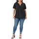 thumbnail image 2 of Agnes Orinda Blusas de Pascua para Mujer Tallas Grandes Cuello en V Bordado de Ojales Manga Abullonada Texturizada Moda Verano 2026 Blusa Casual Túnica 2X Negro, 2 of 6