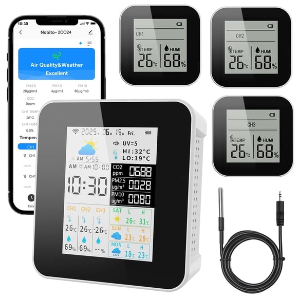Monitor de calidad del aire JIYINGDUO de 17 parámetros con control APP