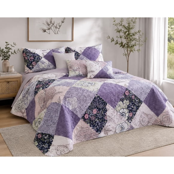 Quilt de Verano 1,5 Plazas Floral 654 Morado