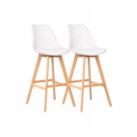 Habita2 Chile - Pack 2 Taburetes Tulip Acolchado 76 Cm Blanco