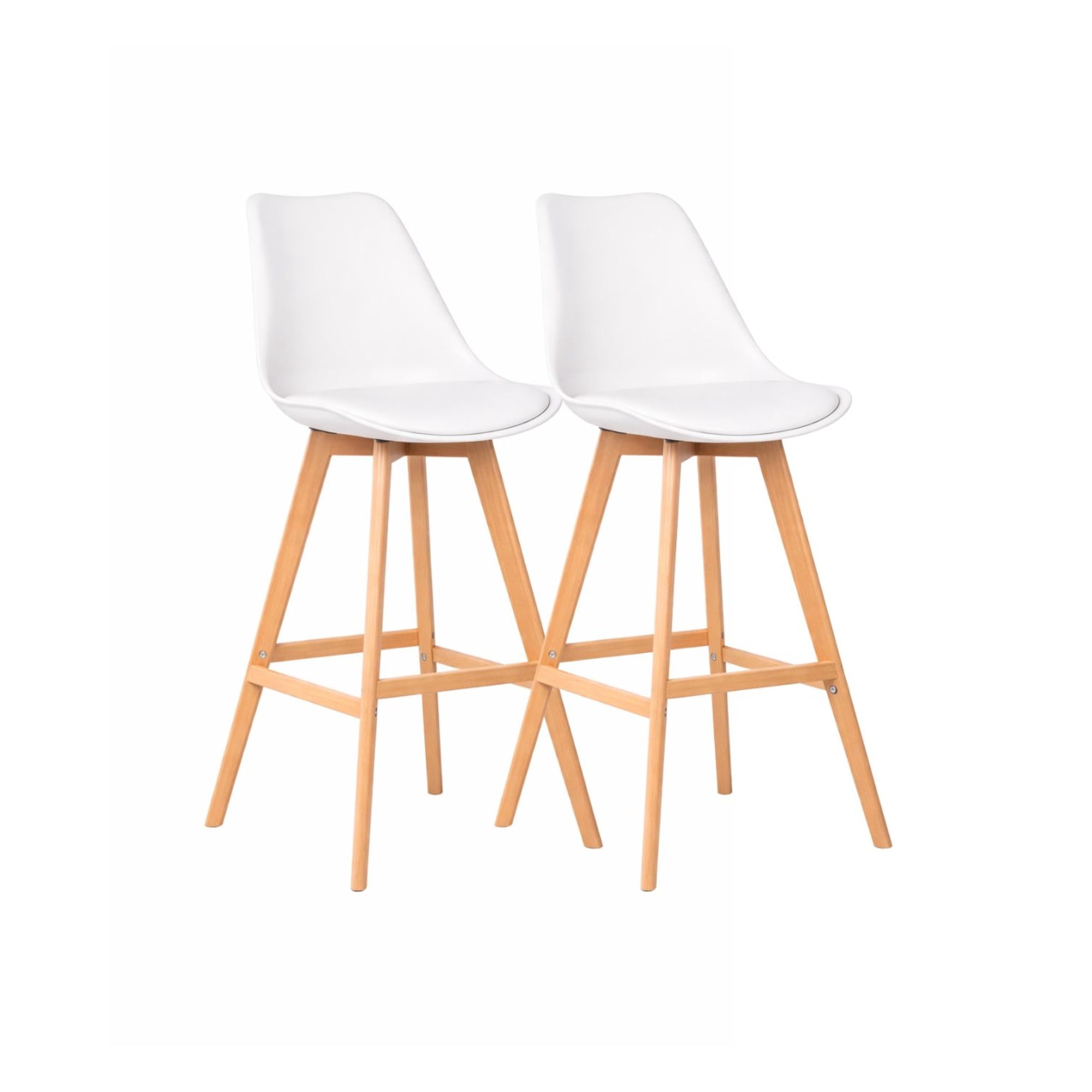 Habita2 Chile - Pack 2 Taburetes Tulip Acolchado 76 Cm Blanco