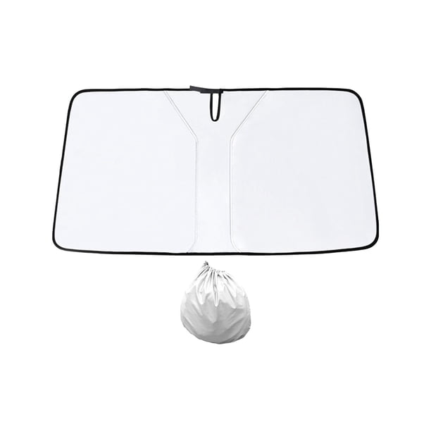 Auto, el parabrisas mantiene su vehículo fresco plegable, escudo térmico, accesorios interiores, protector de visera bloqueador solar para sedanes SUV Plata titanio S