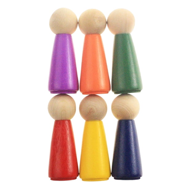 6x Muñecas De Madera Con Clavijas, Figuras De Personas Pequeñas, Adorno Educativo Para Niños Pequeños