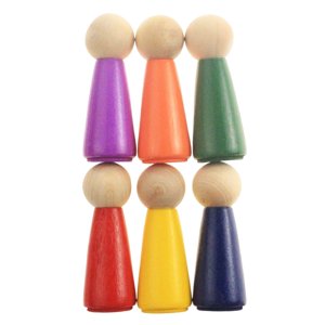 Bothyi - 6X Muñecas De Madera Con Clavijas, Figuras De Personas Pequeñas, Adorno Educativo Para Niños Pequeños