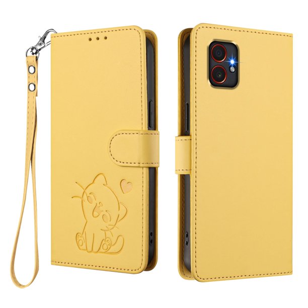 Carcasa Billetera de Cuero Sintético para Samsung Galaxy Xcover 7 Pro, Amarillo