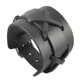 thumbnail image 4 of Brazalete ancho de cuero hecho a mano Cross Punk Biker Men Bangle Black, 4 of 5