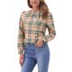 thumbnail image 4 of INSPIRE CHIC Blusas de trabajo para mujer con estampado de cuadros, cuello con lazo, manga larga, talla M, caqui marrón verde, 4 of 6