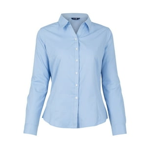 T-World - Blusa Trevira Light Manga Larga Mujer Celeste Osc.