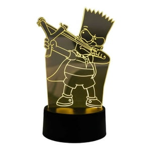 Lelumania - Lampara Ilusion 3D Bart Cato De 7 Colores, Base Touch