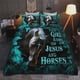 thumbnail image 1 of This Girls Runs On Jesus And Horses Quilt Duvet Cover Set Kids Children3-Piece Bedding Set, 1 of 5