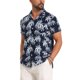 thumbnail image 4 of INSPIRE CHIC Camisas Hawaianas de Hombre de Manga Corta con Botones y Cuello de Campamento con Estampado de Hojas L Azul Marino, 4 of 5