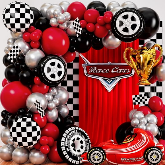 Kit de arco de globos SHERYL DECOR, todo en 1, coche de carreras con trofeo y 2