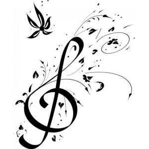 Rienda Libre Graphics - Decomural Floral Treble Clef Musical Notes Ws-17805
