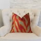 thumbnail image 2 of Almohada de lujo hecha a mano Plutus Brands Plutus Fire en fucsia, naranja y topo, 2 of 3
