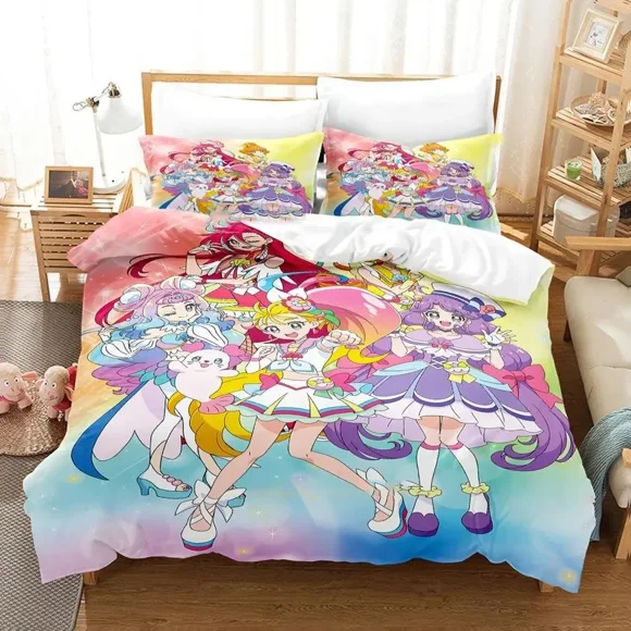 x1143 Bed SheetsAnime Pretty Cure Bedding Set Duvet Cover Bed Set Quilt Cover Pillowcase Comforter Size Boys Adult Bedding Set 3-Piece Bedding Set (1 Duvet Cover + 2 Pillow Shams) nj1143