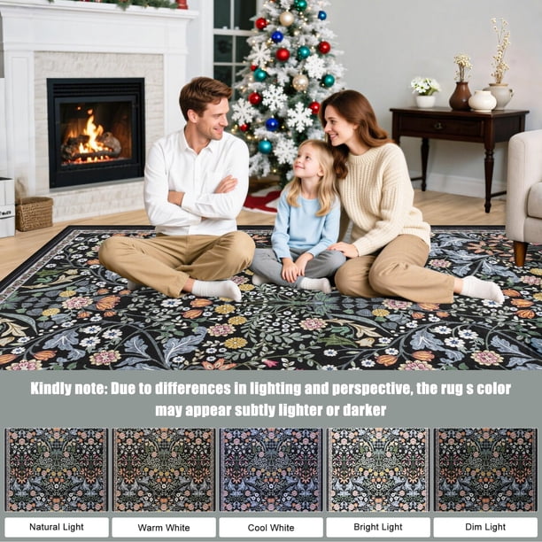 Alfombra De Área 244 X 183 Cm Floral Vintage Suave Antideslizante