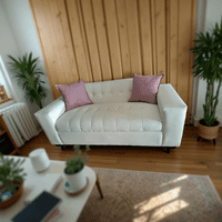 Muebles New - Sofa Dos Cuerpos Blanco Ecocuero