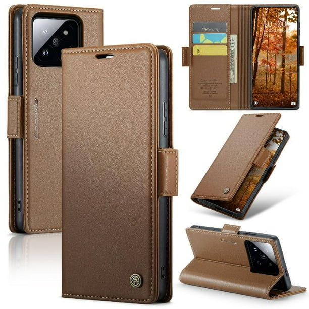 CaseMe tipo cartera Xiaomi 14 Pro con cierre magnético, RFID, tarjetero, soporte, carga inalámbrica