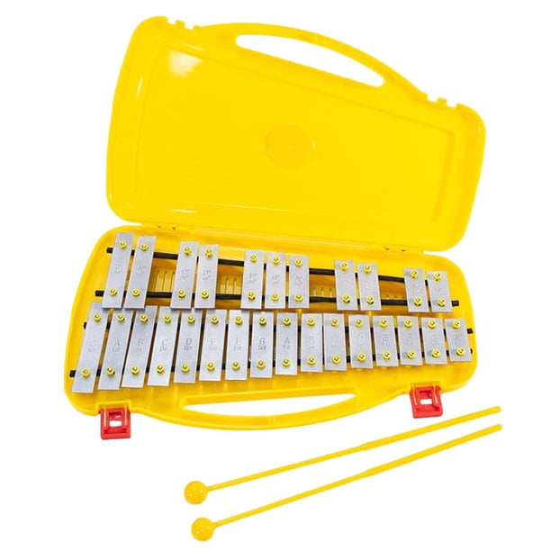 Xilófono de 27 notas y dos mazos, regalo perfecto con estuche Glockenspiel para bebés, principiantes, adultos, niños pequeños, instrumentos de percusi Plata