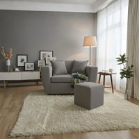 Deco Outlet - Sofa Kansas 2C+1 Pouf Tela Tela Gris