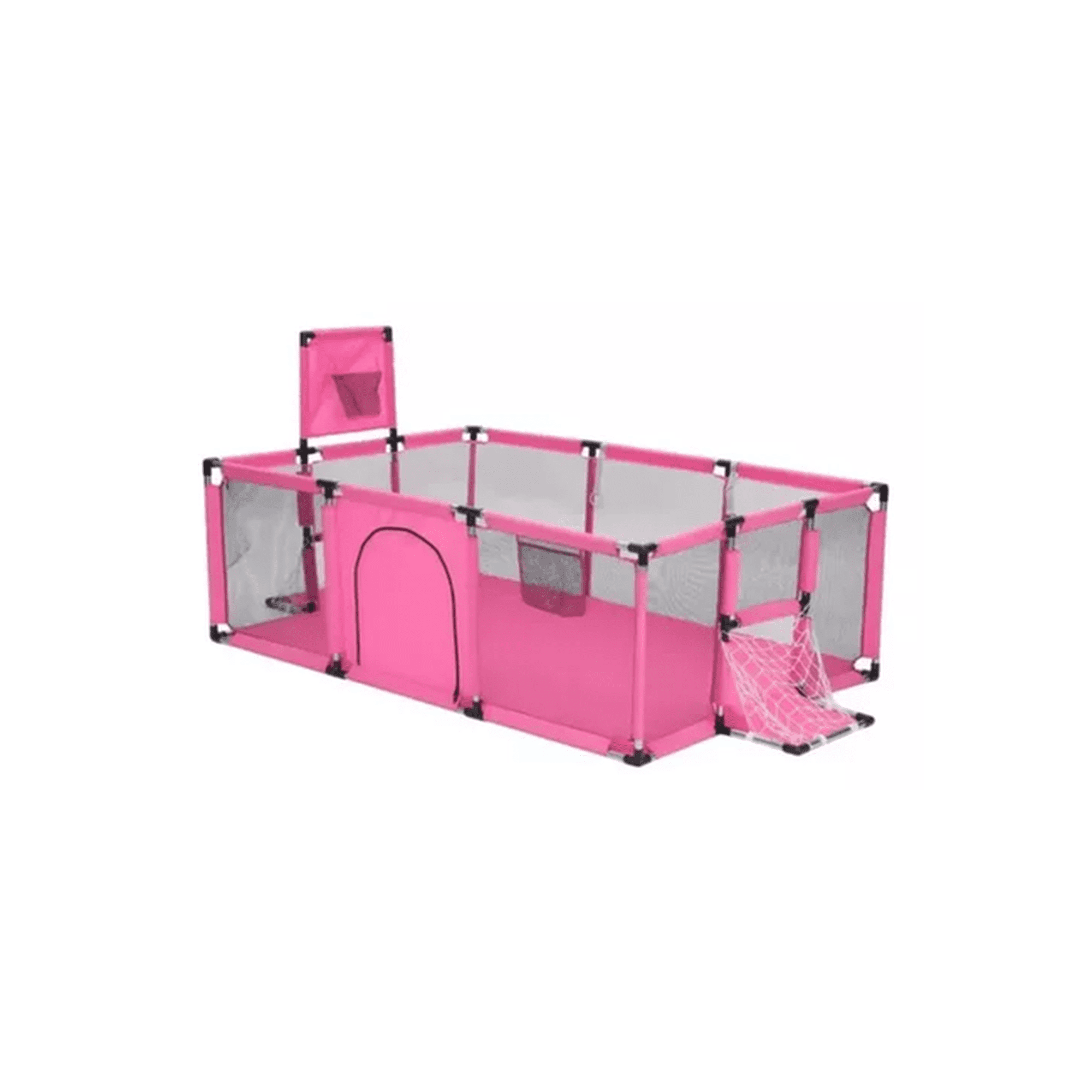 Genérico - Corral De Seguridad Para Bebés Con Aro De Basket Fútbol + Pelotas, Rosado