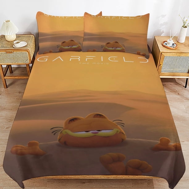 x360 Garfield Bed Duvet Cover Microfiber Bedding Sets 3D Printed Lightweight 3 Piece Comforter Sets, 1 Duvet Cover And 2 Pillow Shams for Kids Boys Girls 90"x90" jn360