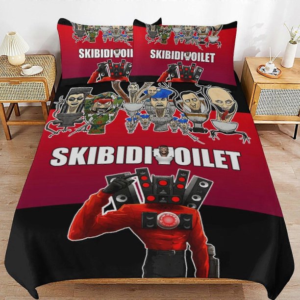 Skibidi Toilet Bedding Set Duvet Cover Comfortable and Lightweight Cartoon Bedding3 Piece