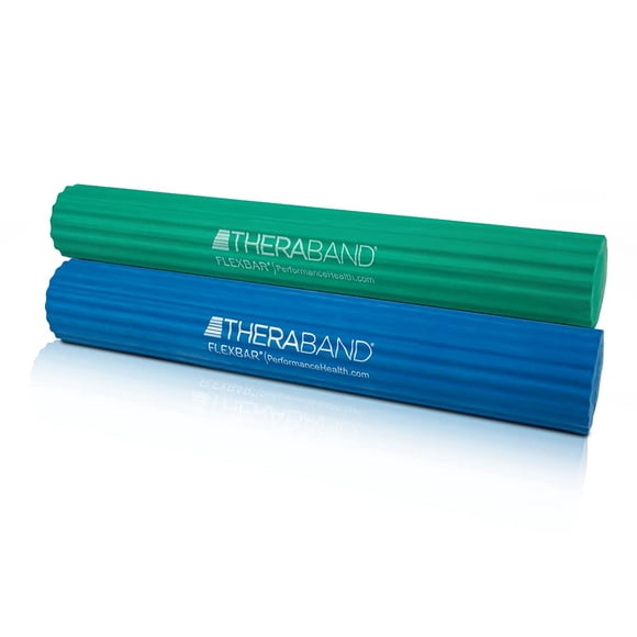 Barra de terapia para codos de tenis Theraband FlexBar, paquete de 2 unidades, color verde y azul