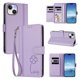 thumbnail image 2 of Funda Cartera Trébol para iPhone 13/iPhone 14 con Ranuras Tarjetas y Carga Inalámbrica Morado claro, 2 of 6