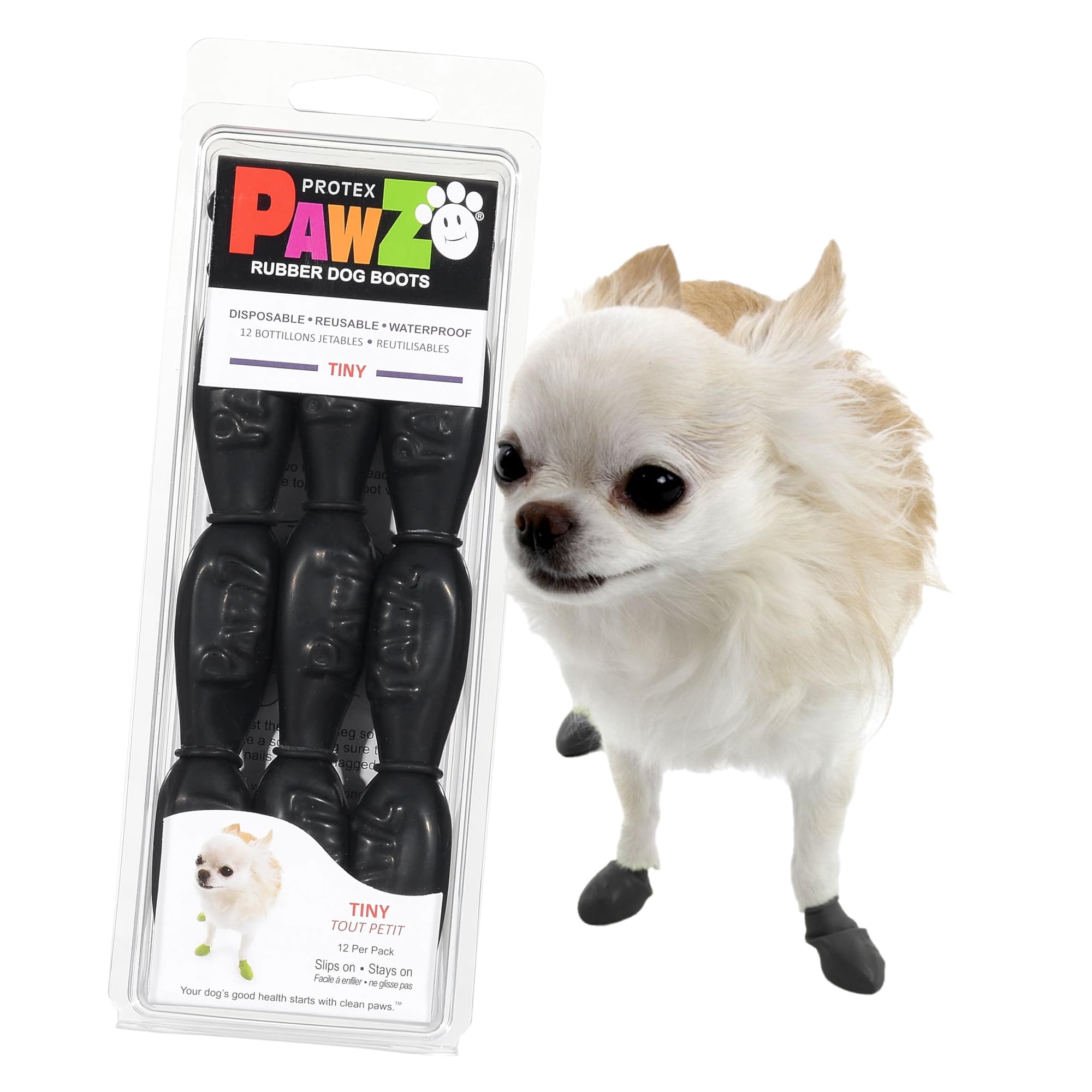 Botas Para Perros Protex Pawz De Goma Para Todo Tipo De Clima, Impermeables, Negras