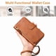 thumbnail image 2 of Funda tipo cartera para iPhone 13 Pro con bolsillo con cremallera, tarjetero, soporte, correa para la muñeca y tapa de cuero marrón, 2 of 5