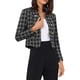 thumbnail image 4 of INSPIRE CHIC Chaqueta de Tweed para Mujer con Cuello Mao, Abierta y Recortada, Talla M, Negro Blanco, 4 of 6