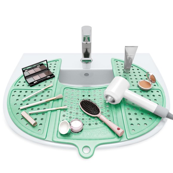 Funda y organizador para lavabo, silicona, color verde